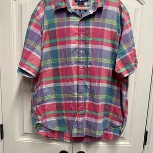 Ralph Lauren Multicolor Madras Plaid Casual Shirt Size: XXL